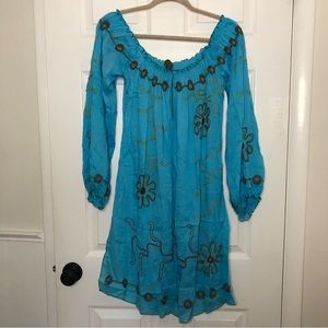 Poupette St. Barth for Scoop Embroidered Off the Shoulder Dress